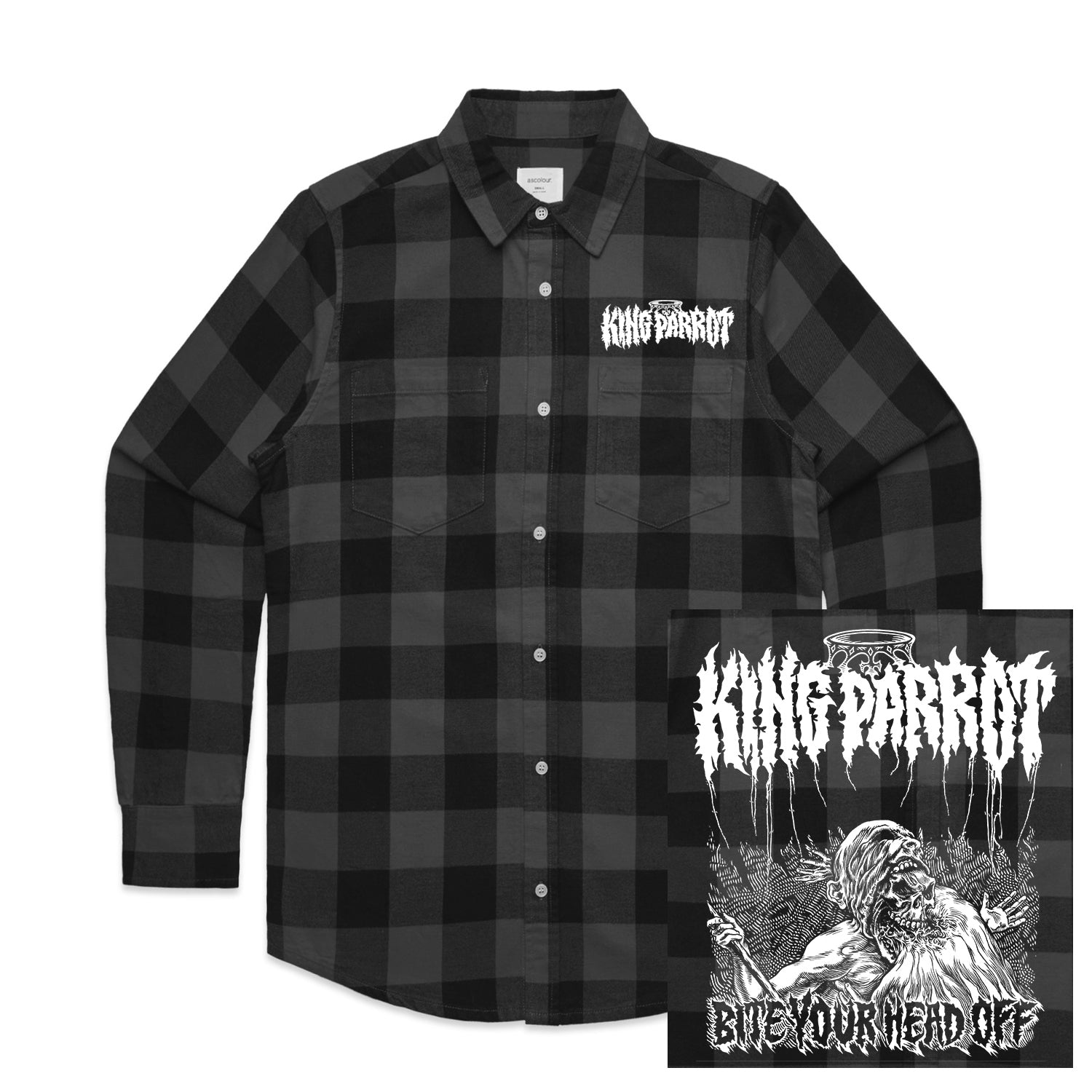 King Parrot - Bite Your Head Off Flanno Shirt (Black/Grey)