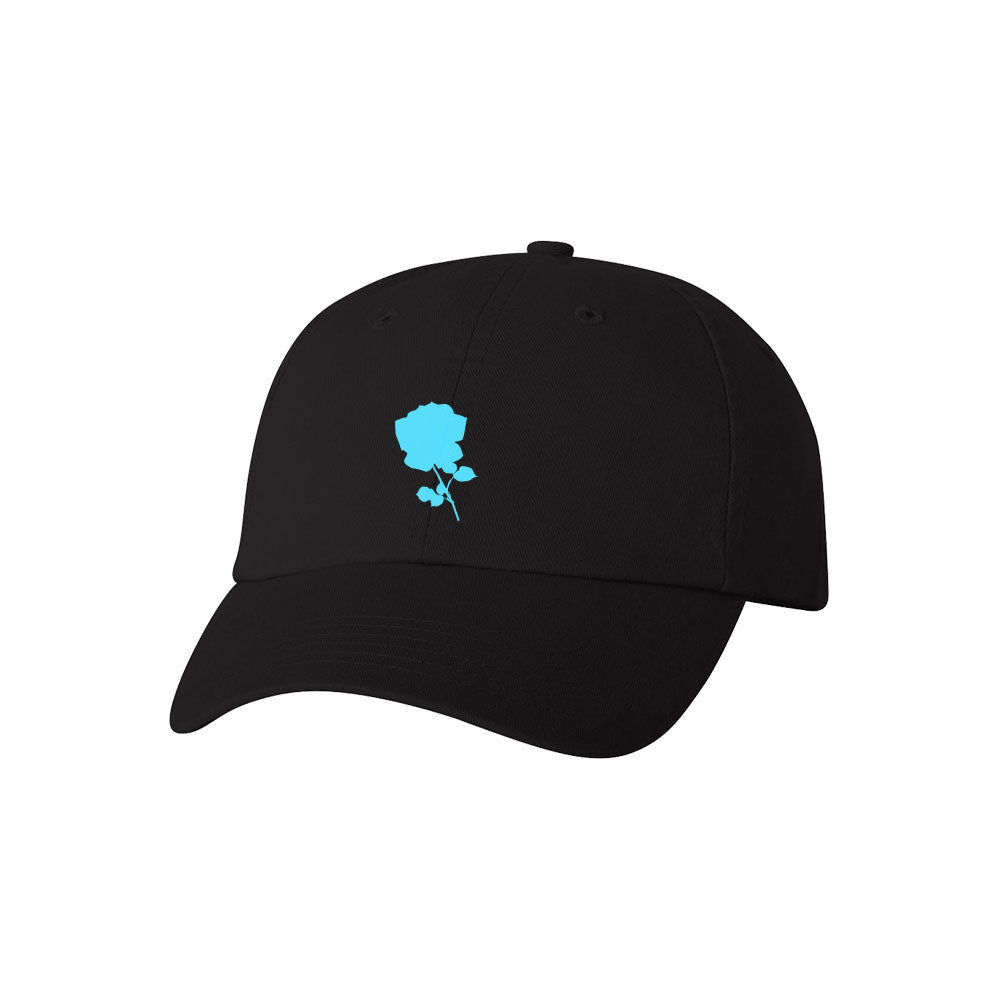 Blue Flower Dad Hat (black)