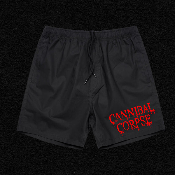 Cannibal Corpse - Embroidered Logo Beach Shorts (Black)
