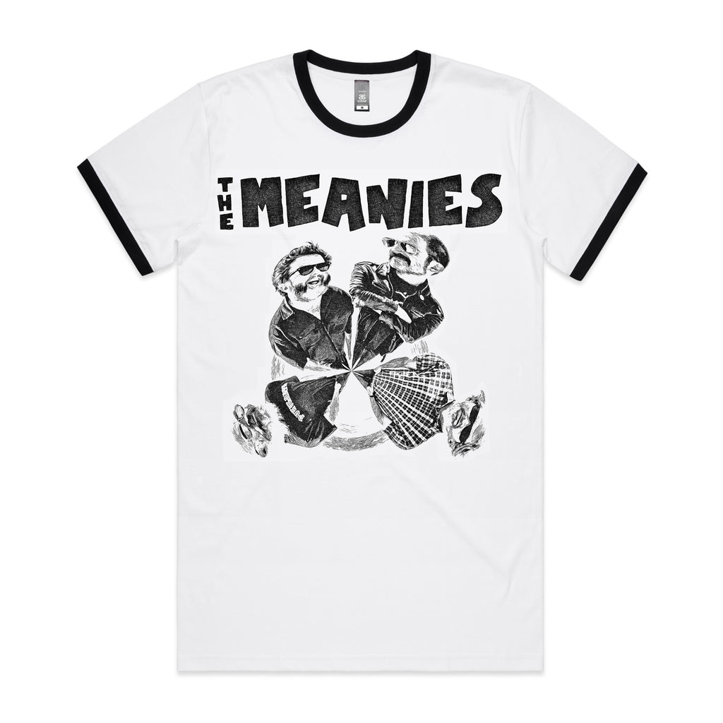The Meanies - Cruel To Be Caned T-shirt (White/Black Ringer)