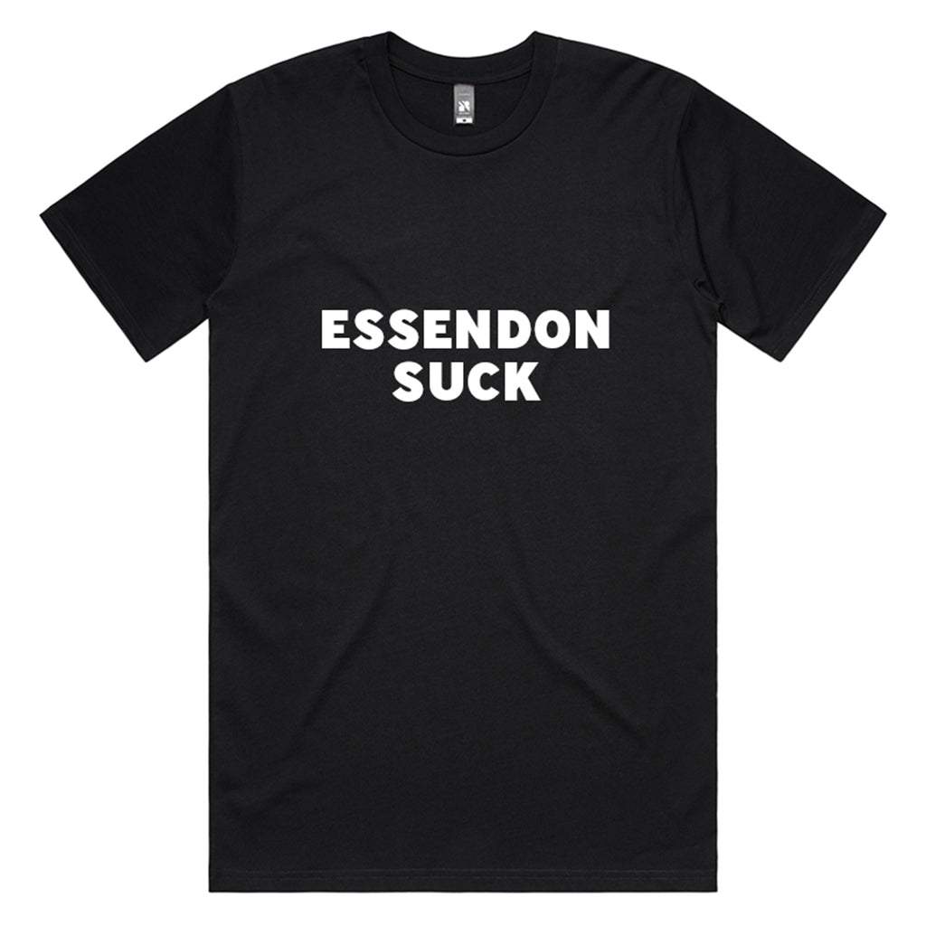 You Suck Merch - Essendon Suck T-Shirt (Collingwood Black & White)