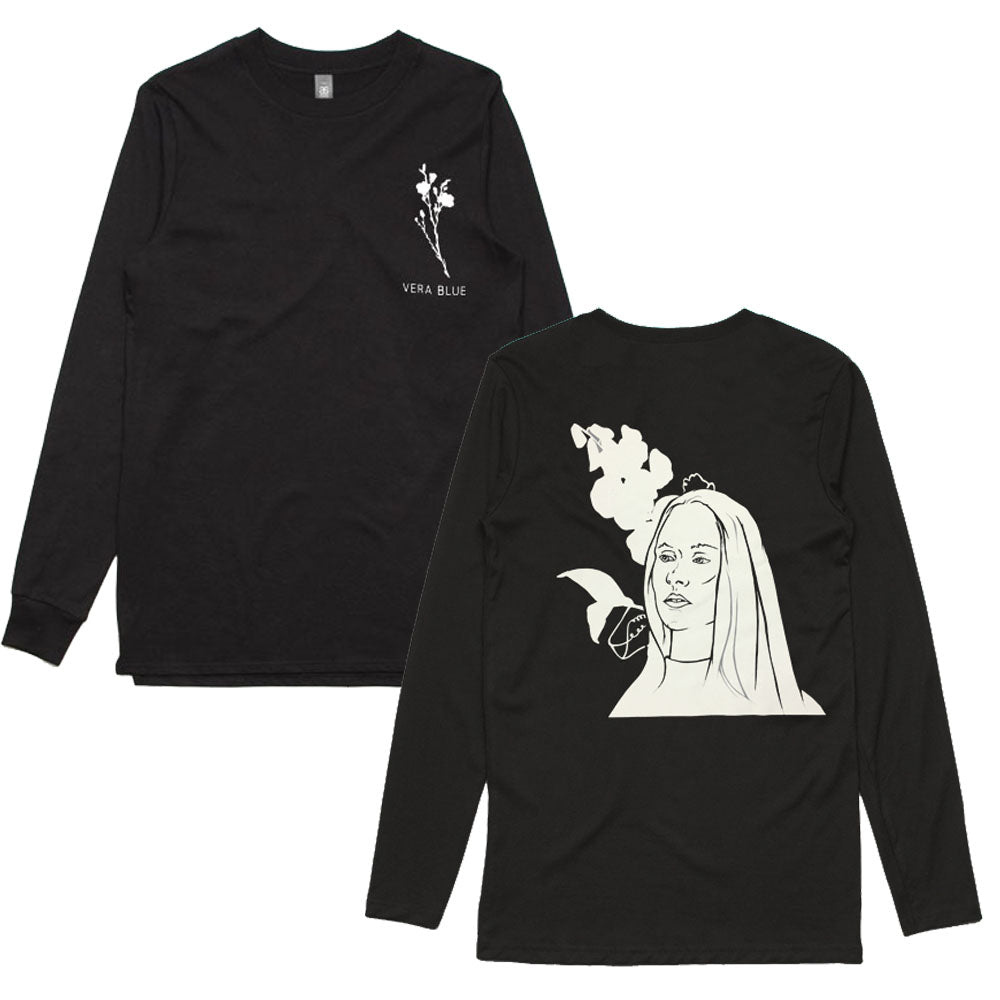 Vera Blue - Flowerface Longsleeve (Black) Front + Back