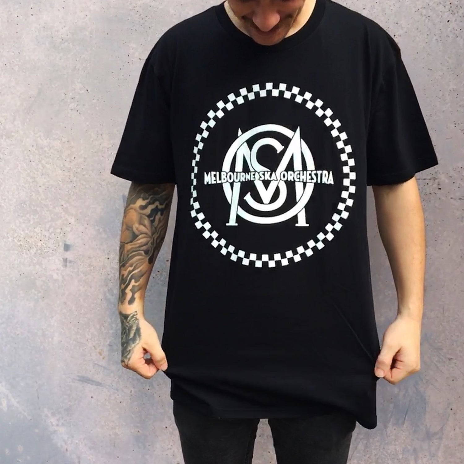 Melbourne Ska Orchestra - Logo T-shirt (Black w/ White Print)