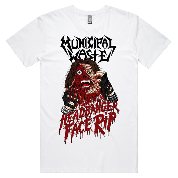 Municipal Waste - Headbanger Face Rip T-Shirt (White)