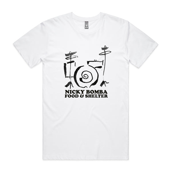 Nicky Bomba - Food And Shelter T-Shirt (White)