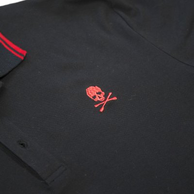Rancid - D Skull Embroidered Polo (Black) skull detail