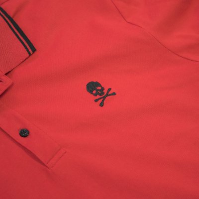 Rancid - D Skull Embroidered Polo (Red) skull detail