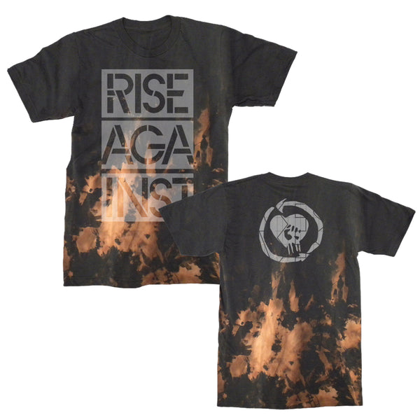 Rise Against - Stacked Stencil T-Shirt (Fire Dye)