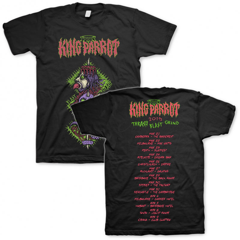 King Parrot - Thrash Blast Grind Tour 2019 Tee - front and back