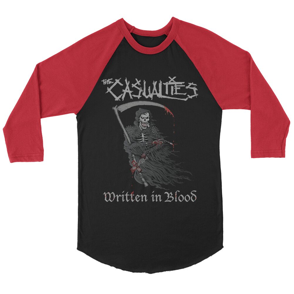The Casualties - Written In Blood Raglan (Black/Red)