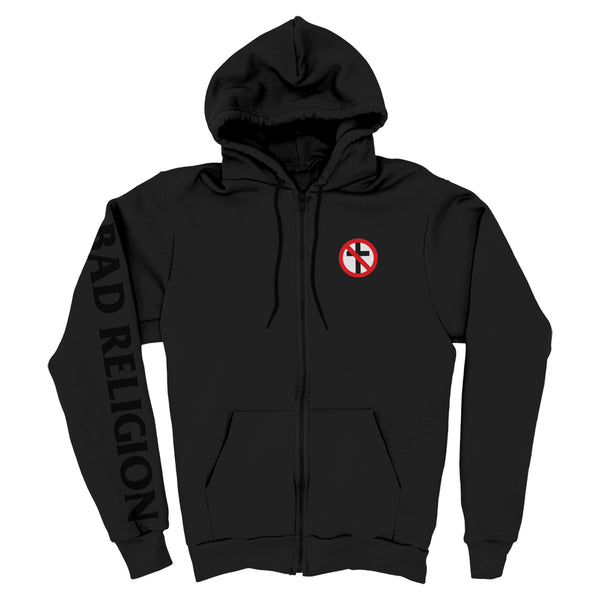 Bad Religion - Embroidered Crossbuster Zip Up Hoodie (Black)