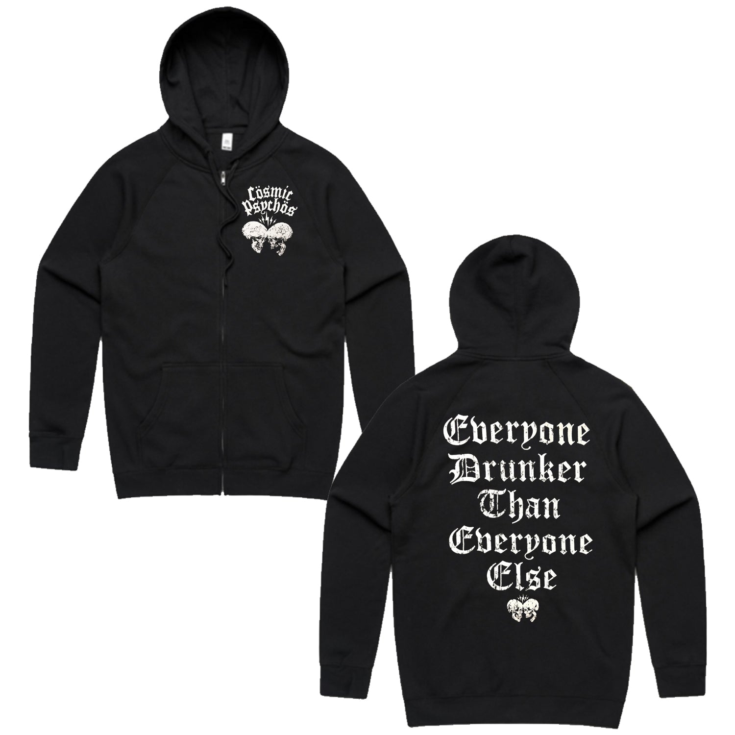 Cosmic Psychos - Everyone Drunker Zip Up Hoodie (Black)