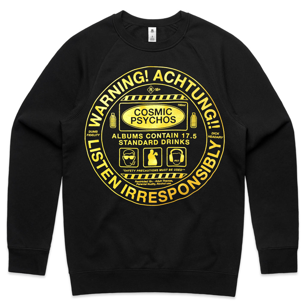 Cosmic Psychos - Warning! Crewneck (Black)