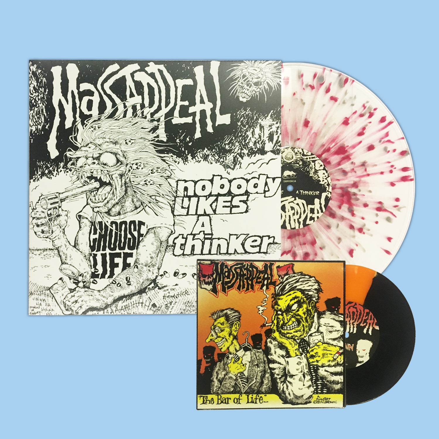 Massappeal - Nobody Likes A Thinker Vinyl LP (Clear w/ Red & Grey Splatter) + Bonus 7" (Orange/Black)